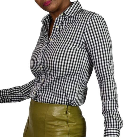 Rochelle Behrens The Shirt Icon White Check Button Front Tailored No Gape XS - Picture 3 of 15